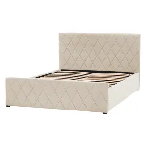 Velvet EU Double Size Ottoman Bed Beige ROCHEFORT