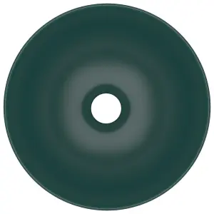 Berkfield Bathroom Sink Ceramic Dark Green Round