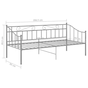 Berkfield Sofa Bed Frame Grey Metal 90x200 cm