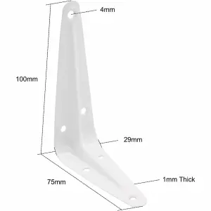 EAI - London Shelf Bracket - 100x75x29x1mm - White - Pack of 10