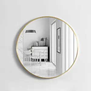 Baum Metal Flat Wall Mirror Gold / 50 cm H x 50 cm W