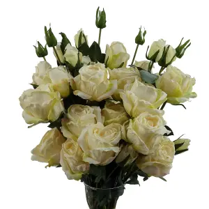 6 x 60cm Cream Rose Artificial Flowers