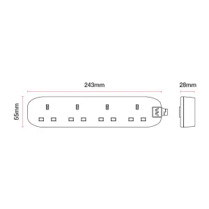 Masterplug BFG210N 4 Gang 13A Extension Lead 2 Metres