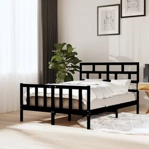 Berkfield Bed Frame Black Solid Wood Pine 120x200 cm