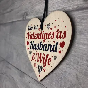 Red Ocean 1st Valentines As Husband Wife Valentines Day Card For Husband Wife Wooden Heart Keepsake Plaque