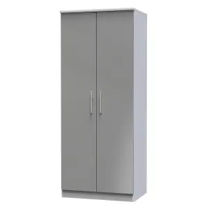 Harrow 2 Door Wardrobe in Grey Gloss (Ready Assembled)