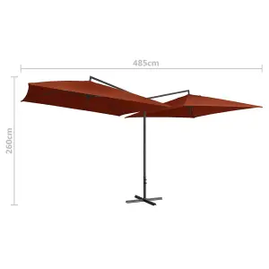 Berkfield Double Parasol with Steel Pole 250x250 cm Bordeaux Terracotta