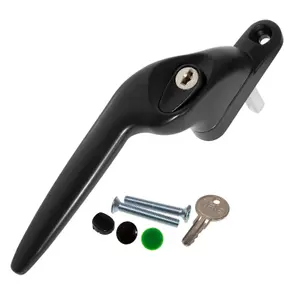 Yale Quartus Cranked Window Handle - Black, Left, 15mm