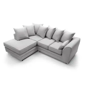 Darcy Corner Sofa Left Facing in Light Grey Linen Fabric