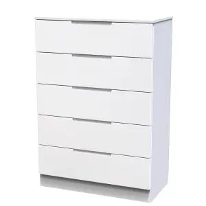 Milan Ready assembled White 5 Drawer Chest (H)1067mm (W)740mm (D)390mm