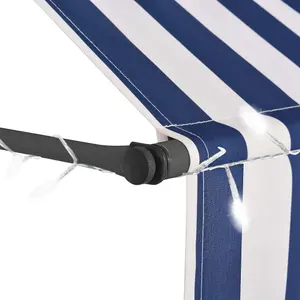 Berkfield Manual Retractable Awning with LED 350 cm Blue and White