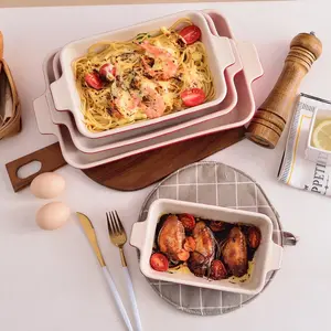  4 Piece Ceramic Baking Dish Set Red