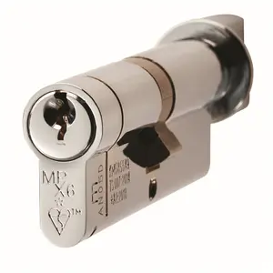 80mm EURO Cylinder Lock & Thumb Turn 6 Pin Polished Chrome Fire Rated Barrel