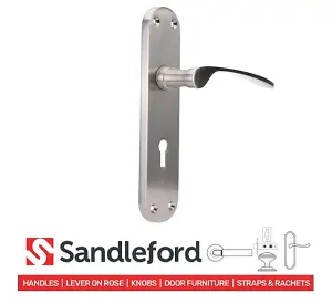 Sandleford Denton Door Handle Lock Lever Set - Brushed Nickel