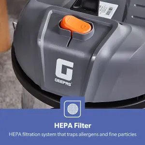 GEEPAS 1400W   Cylinder Vacuum Cleaner 30L Wet & Dry  Blower Function HEPA Filter