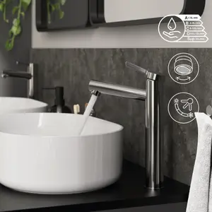 GoodHome Maza XL Chrome effect Round Basin Mixer Tap