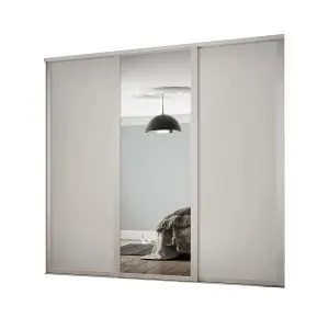 Contemporary Shaker Mirrored Dove grey 3 door Sliding Wardrobe Door kit (H)2260mm (W)1680mm