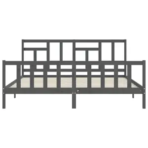 Berkfield Bed Frame with Headboard Grey 200x200 cm Solid Wood