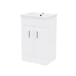 Nes Home 500mm White Basin Sink Flat Pack Vanity Unit Floor Standing