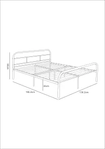 Eva Black Metal Bed Frame with Curved Headboard Double