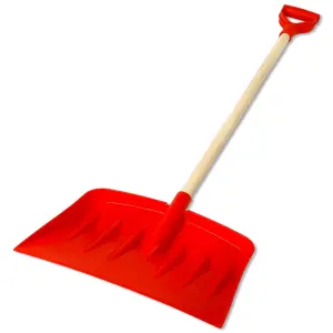 EarlyGrow 1.2m Snow Shovel with 42.5cm Wide Scoop and D Handle - Red