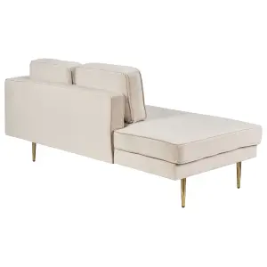 Right Hand Velvet Chaise Lounge Beige MIRAMAS