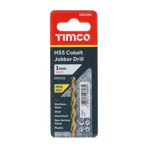 Timco - Ground Jobber Drills - Cobalt M35 (Size 1.0mm - 1 Each)