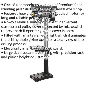 230V Heavy-Duty 16-Speed Floor Pillar Drill with 600W Motor and 16mm Chuck