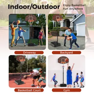 Costway Height Adjustable Basketball Hoop Kids Portable Basketball Goal System