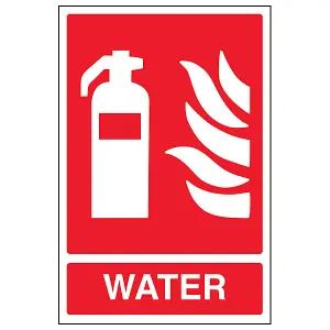 WATER Fire Extinguisher Safety Sign - Adhesive Vinyl - 200x300mm (x3)