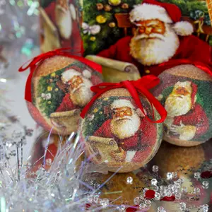 14 Piece Santa Decoupage Bauble Set