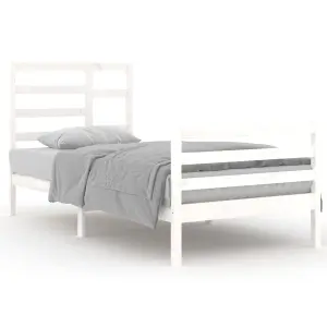 Berkfield Bed Frame White Solid Wood 90x200 cm