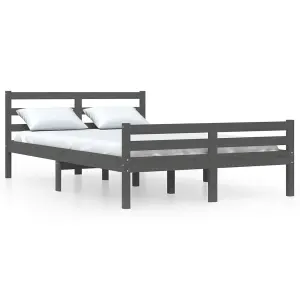 Berkfield Bed Frame Grey Solid Wood 120x190 cm Small Double