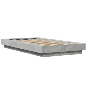 Berkfield Bed Frame with LED Lights without Mattress Concrete Grey 90x200cm