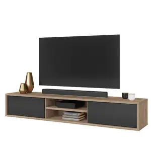 Chic Frida 40 Floating TV Cabinet 1800mm in Light Oak & Anthracite - Contemporary Media Unit H320mm D360mm