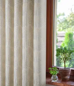 Home Curtains Chrissy Jacquard Fully Lined 65w x 54d" (165x137cm) Cream Eyelet Curtains (PAIR)