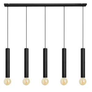 Luminosa Tuba Straight Bar Pendant Ceiling Light Black 120cm