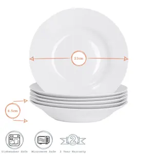 Argon Tableware - Classic Soup Bowls - 23cm - Pack of 6 - White