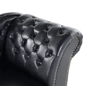 Right Hand Chaise Lounge Faux Leather Black NIMES