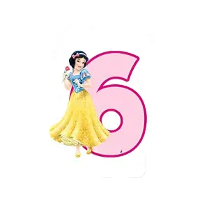 Disney Princess Snow White 6th Birthday Candle White/Pink/Yellow (One Size)