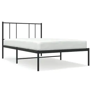 Berkfield Metal Bed Frame with Headboard Black 90x190 cm 3FT Single