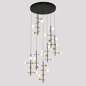 Luminosa Modern LED Hanging Pendant Black, Gold, Warm White 3000K 4538lm