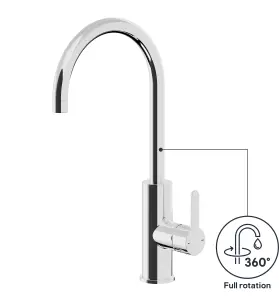 GoodHome Zanthe Chrome-plated Kitchen Side lever Tap