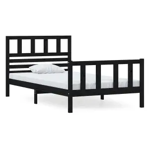 Berkfield Bed Frame Black Solid Wood 100x200 cm