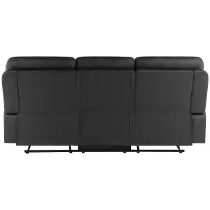 3 Seater Faux Leather Manual Recliner Sofa Black BERGEN