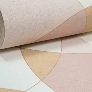 Rasch Retro Circle Pattern Pink Orange Gold White Wallpaper