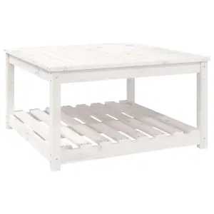 Berkfield Garden Table White 82.5x82.5x45 cm Solid Wood Pine