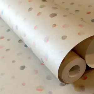 Galerie Great Kids Beige Smooth Glitter Watercolor Dots Wallpaper Roll