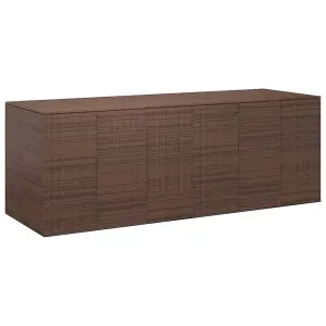 Berkfield Garden Cushion Box PE Rattan 291x100.5x104 cm Brown