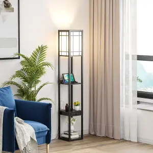 Costway Floor Lamp Freestanding Bedside Lounge Light Lamp W/ 3 Tier Shelves & 2 USB Ports